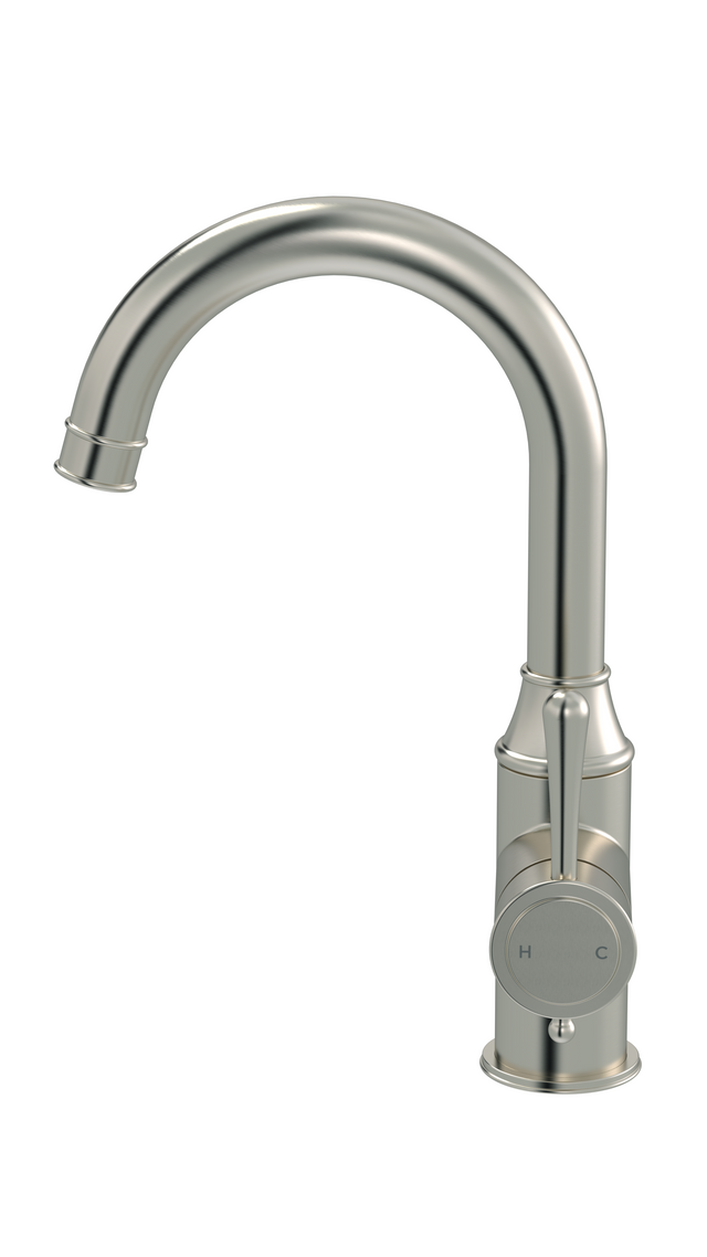 Harrington Tall Basin Mixer - PVD Brushed Nickel (SKU: HB04-R3-PVDBN) by Meir AU