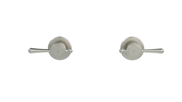 Harrington Quarter Turn Wall Tap Set - PVD Brushed Nickel (SKU: HW06-PVDBN) by Meir AU