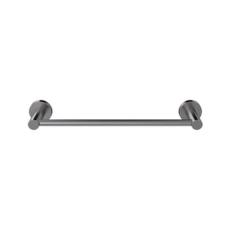 Round Single Towel Rail 300mm - PVD Shadow Gunmetal