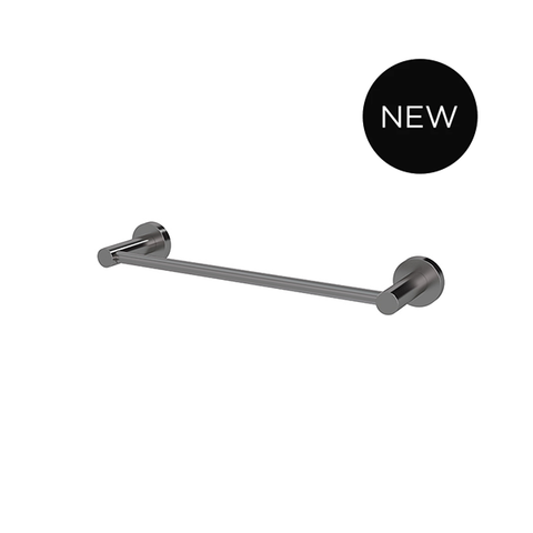 Round Single Towel Rail 300mm - PVD Shadow Gunmetal