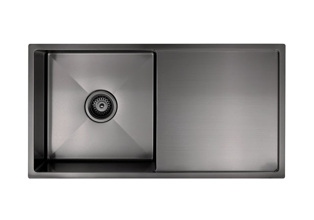 Lavello Kitchen Sink - Single Bowl & Drainboard 840 x 440 - PVD - PVD Gunmetal Black (SKU: MKSP-S840440DX-PVDGM) by Meir